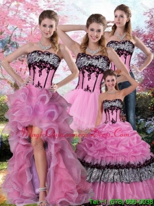 Hot Sale Zebra Printed Multi Color Quinceanera Dress with Pick Ups and Appliques