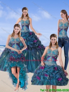 2015 Hot Sale Multi Color Quinceanera Gown with Hand Made Flower and Pick Ups