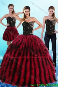 Hot Sale Multi Color Sweetheart Sweet 16 Dresses with Ruffles and Beading