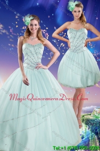 Romantic 2015 Apple Green Strapless Quinceanera Dresses with Beading