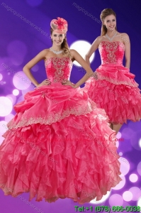The Super Hot Strapless Quince Dresses with Ruffles and Appliques