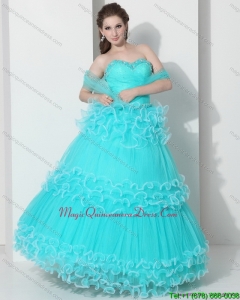 2015 Perfect Sweetheart Quinceanera Dresses with Ruffled Layers and Beading