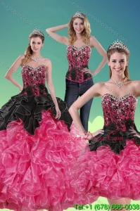 2015 Unique Multi Color Quince Dresses with Beading and Ruffles