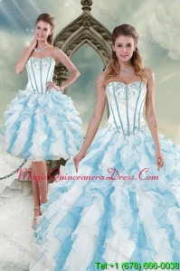 2015 Puffy Appliques and Ruffles Quince Dresses in Multi Color