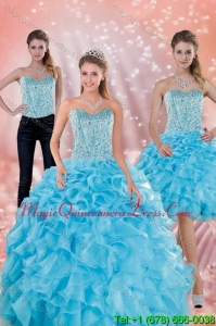 2015 Modern Sweetheart Ruffles Quinceanera Dresses in Baby Blue