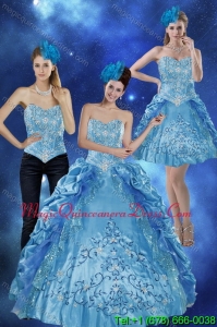 2015 Modern Sweetheart Teal Quinceanera Gown with Embroidery and Pick Ups