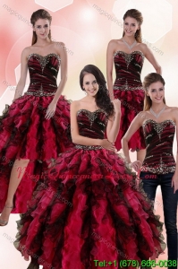 Modern Multi Color Dresses for Quince with Ruffles and Beading