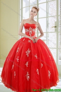 2015 Modern Red Quinceanera Dresses with Appliques