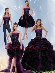 Modern Multi Color Strapless Quinceanera Dresses with Beading and Ruffles