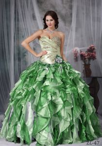 Beaded Ruffled Multi-color Quinceanera Gown Dresses with High Quality