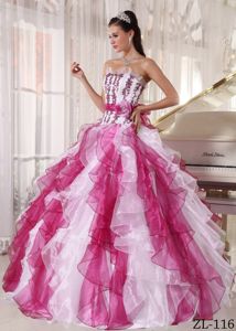 Ruffled Appliqued Two-toned Sweet 15 Dress Online in Mejillones Chile