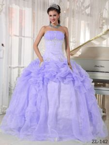 Smart Strapless Pick-ups Beaded Lilac Quinceanera Dress Fast Shipping