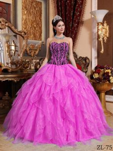 Ball Gown Ruffled Rose Pink and Black Dress for Quinceanera Patterns