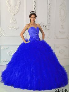 Sweetheart Beaded Blue Quinceanera Dress in Valledupar Colombia