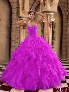 Stylish Ruffled Beaded Violet Quinceanera Gown Dresses for Wholesale