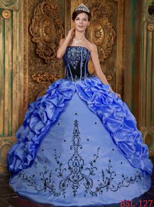 Black and Blue Quince Dress with Embroidery and Pick-ups in Neiva Colombia