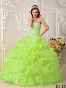 Beaded Ruffled Yellow Green Quinceaneras Dress in Pozo Almonte Chile