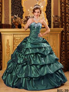 Fashionable Sweetheart Floor-length Quinceanera Dresses in Dark Cyan with Pick-ups