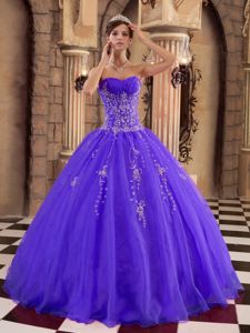 Appliqued Sweetheart Princess Dress for Quinceanera in Purple with Lace Up Back