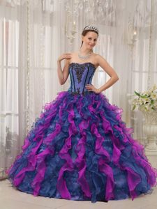 Multi-colored Strapless Sweet Sixteen Quinceanera Dresses with Ruffles in Cayucos