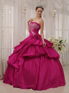 Best Violet Red Strapless Floor-length Princess Dress for Quinceanera with Beading