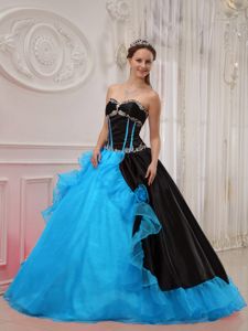Beautiful Sweetheart Floor-length Quinceanera Gown in Blue and Black in Calexico