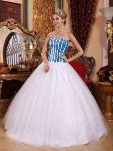 Strapless Tulle Squined Quinceanera Gown Dress in White in Lake Oswego