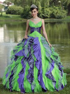 Organza Straps Beaded Colorful Quinceanera Gown Dresses in Nashville TN