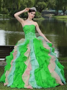 Appliqued Colorful Quinceanera Dress with Ruffles in Johnson City TN