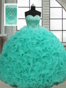Exceptional Ball Gowns Sleeveless Turquoise 15th Birthday Dress Brush Train Lace Up