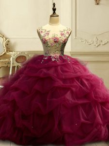 Organza Sleeveless Floor Length Sweet 16 Dress and Appliques and Ruffles and Sequins