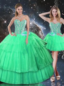 High End Sleeveless Ruffled Layers and Sequins Lace Up Quinceanera Dress