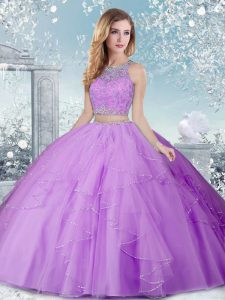 Adorable Lavender Scoop Clasp Handle Beading Quinceanera Dress Sleeveless