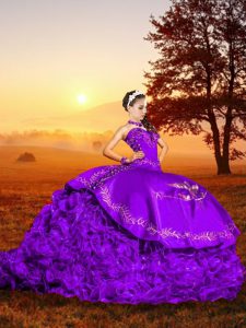 Most Popular Ball Gowns Sleeveless Lavender Ball Gown Prom Dress Brush Train Lace Up