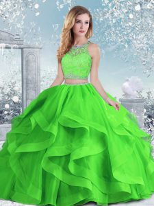 Sweet 16 Dresses Military Ball and Sweet 16 and Quinceanera with Beading and Ruffles Scoop Sleeveless Clasp Handle
