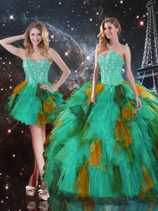 Exceptional Multi-color Sleeveless Tulle Lace Up 15 Quinceanera Dress for Military Ball and Sweet 16 and Quinceanera