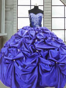 Purple Sleeveless Taffeta Lace Up Sweet 16 Dresses for Military Ball and Sweet 16 and Quinceanera