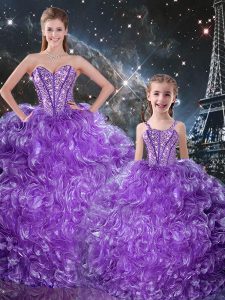 Sweetheart Sleeveless Lace Up 15th Birthday Dress Eggplant Purple Organza