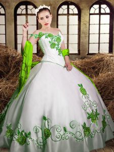 Designer Floor Length White Quinceanera Dresses Sweetheart Sleeveless Lace Up