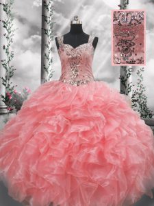 Graceful Floor Length Ball Gowns Sleeveless Watermelon Red Ball Gown Prom Dress Zipper