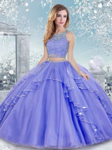 Sleeveless Clasp Handle Floor Length Beading and Lace Quinceanera Gown