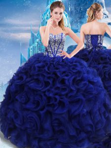 Smart Floor Length Ball Gowns Sleeveless Royal Blue Quinceanera Gowns Lace Up
