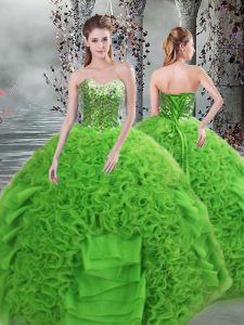Floor Length Ball Gowns Sleeveless Green Vestidos de Quinceanera Lace Up