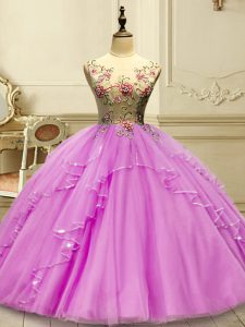 Elegant Floor Length Ball Gowns Sleeveless Lilac Vestidos de Quinceanera Lace Up