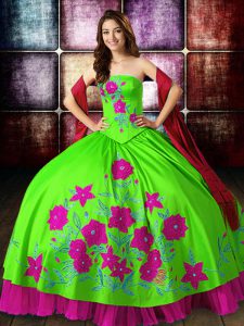 Admirable Multi-color 15 Quinceanera Dress Military Ball and Sweet 16 and Quinceanera with Embroidery Strapless Sleeveless Lace Up