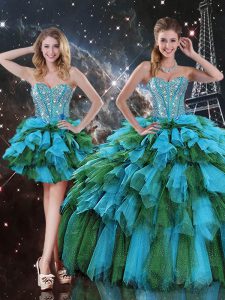 Artistic Floor Length Ball Gowns Sleeveless Multi-color Quinceanera Gown Lace Up
