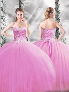 Sleeveless Lace Up Floor Length Beading 15 Quinceanera Dress