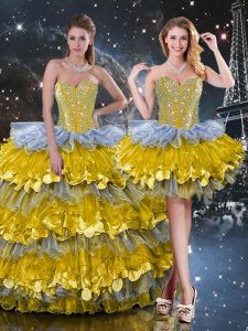 Sophisticated Multi-color Sleeveless Organza Lace Up Ball Gown Prom Dress for Military Ball and Sweet 16 and Quinceanera