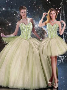 Fine Multi-color Sleeveless Beading Floor Length Quince Ball Gowns