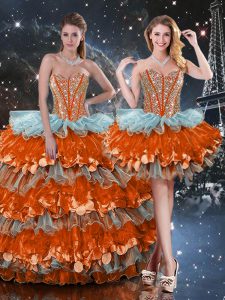 Shining Multi-color Sleeveless Organza Lace Up 15 Quinceanera Dress for Military Ball and Sweet 16 and Quinceanera